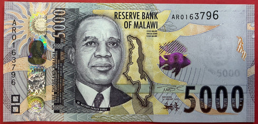 Malawi - 5000 Kwacha 1.1.2022 P#W71 Kvalitet 0