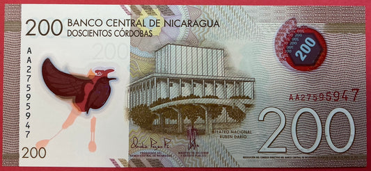 Nicaragua - 200 Córdobas 26.1.2022 P#213a Kvalitet 0
