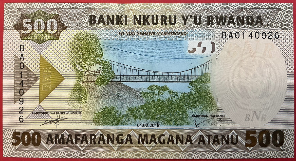 Rwanda - 500 Francs 1.2.2019 P#W42 Kvalitet 0