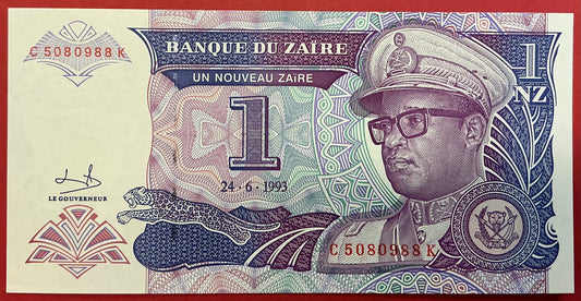Zaïre- 1 Nouveau Zaïre 24.6.1993 P#52a Kvalitet 0