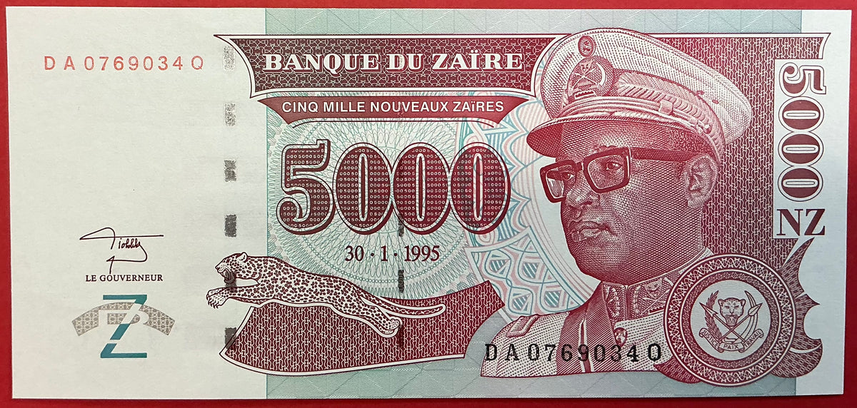 Zaïre- 5000 Nouveaux Zaïres 30.1.1995 P#69 Kvalitet 0