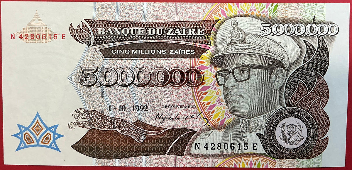 Zaïre - 5.000.000 Millions Zaïres 1.10.1992 P#46a Kvalitet 01/0