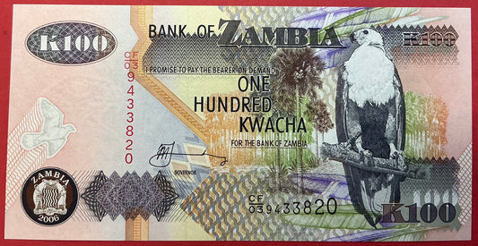 Zambia - 100 Kwacha 2006 P#38f Kvalitet 0