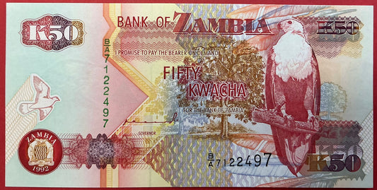 Zambia - 50 Kwacha 1992 P#37a Kvalitet 0