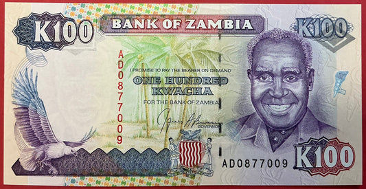 Zambia - 100 Kwacha (1991) P#34a Kvalitet 0